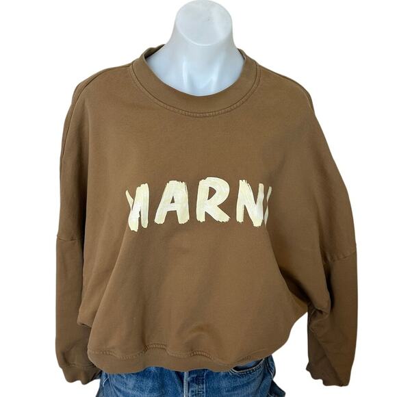 Marni Brown Oversized Logo Sweatshirt Size 12 Weekend Blockette Designer $650 - Picture 5 of 12